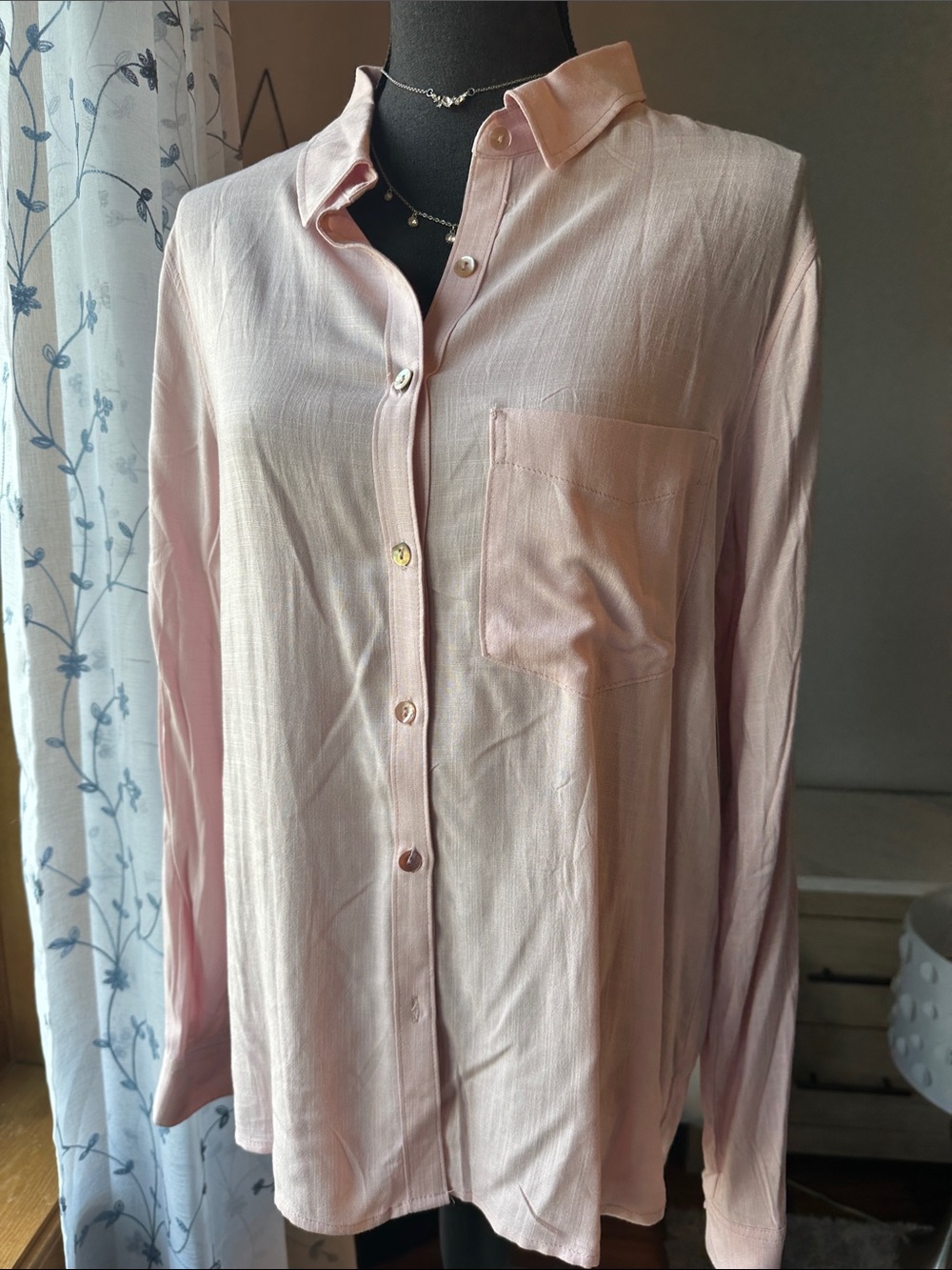 Light Pink Women's Button-Up Blouse